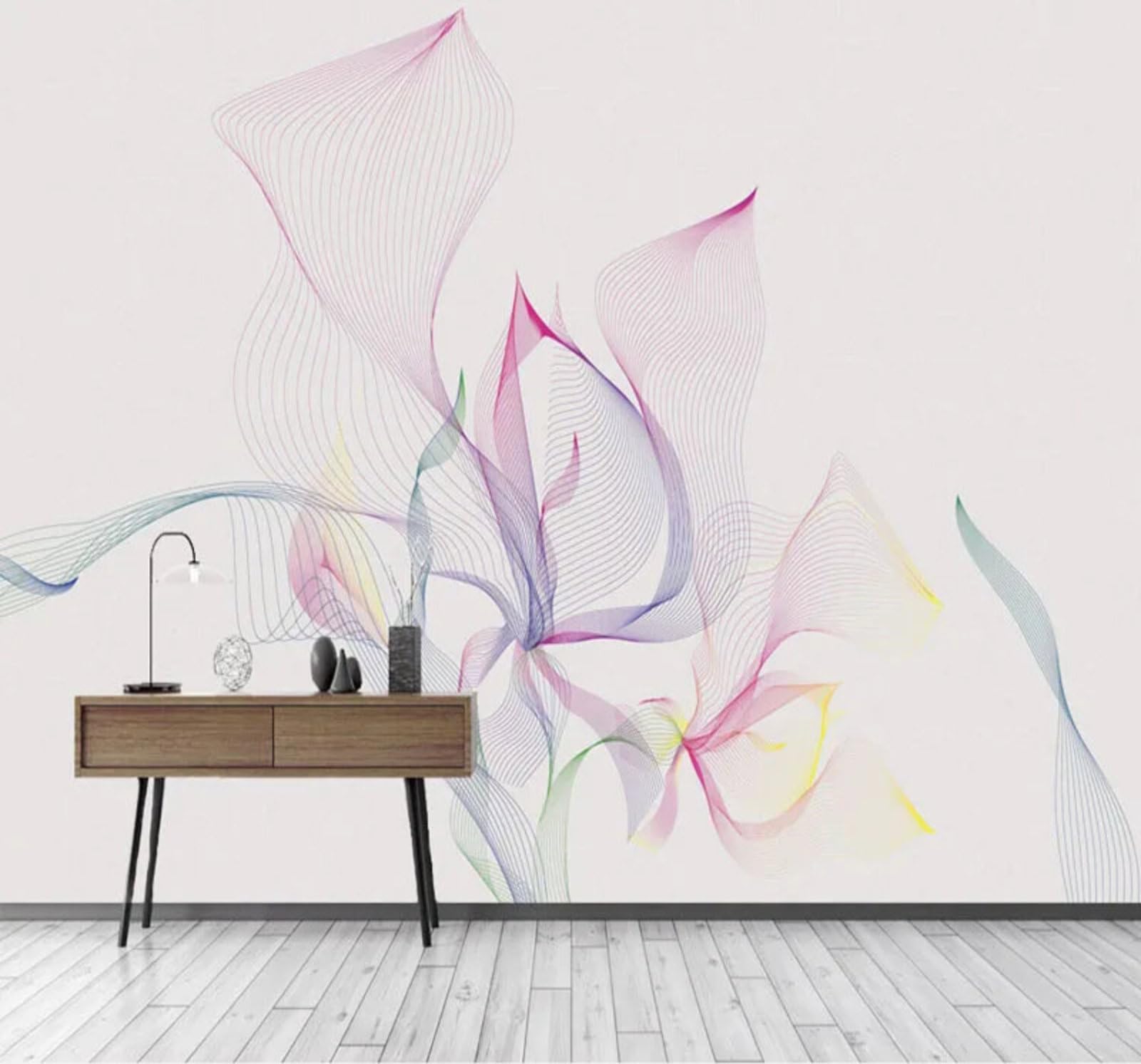Abstract Creative Colourful Lines Floral 3D Wallpaper Easy Install Feature Office Living Room Sofa Bedroom TV Background Wall Decoration-400cm×280cm