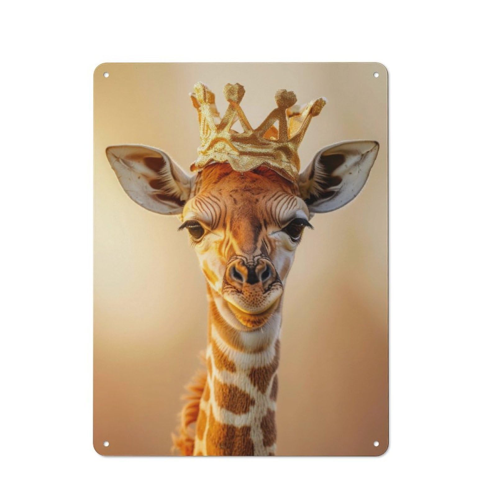 Tin Wall Plaque 40x30cm with Giraffe King for Workshop Wall, Suited to Makers And DIY Enthusiasts