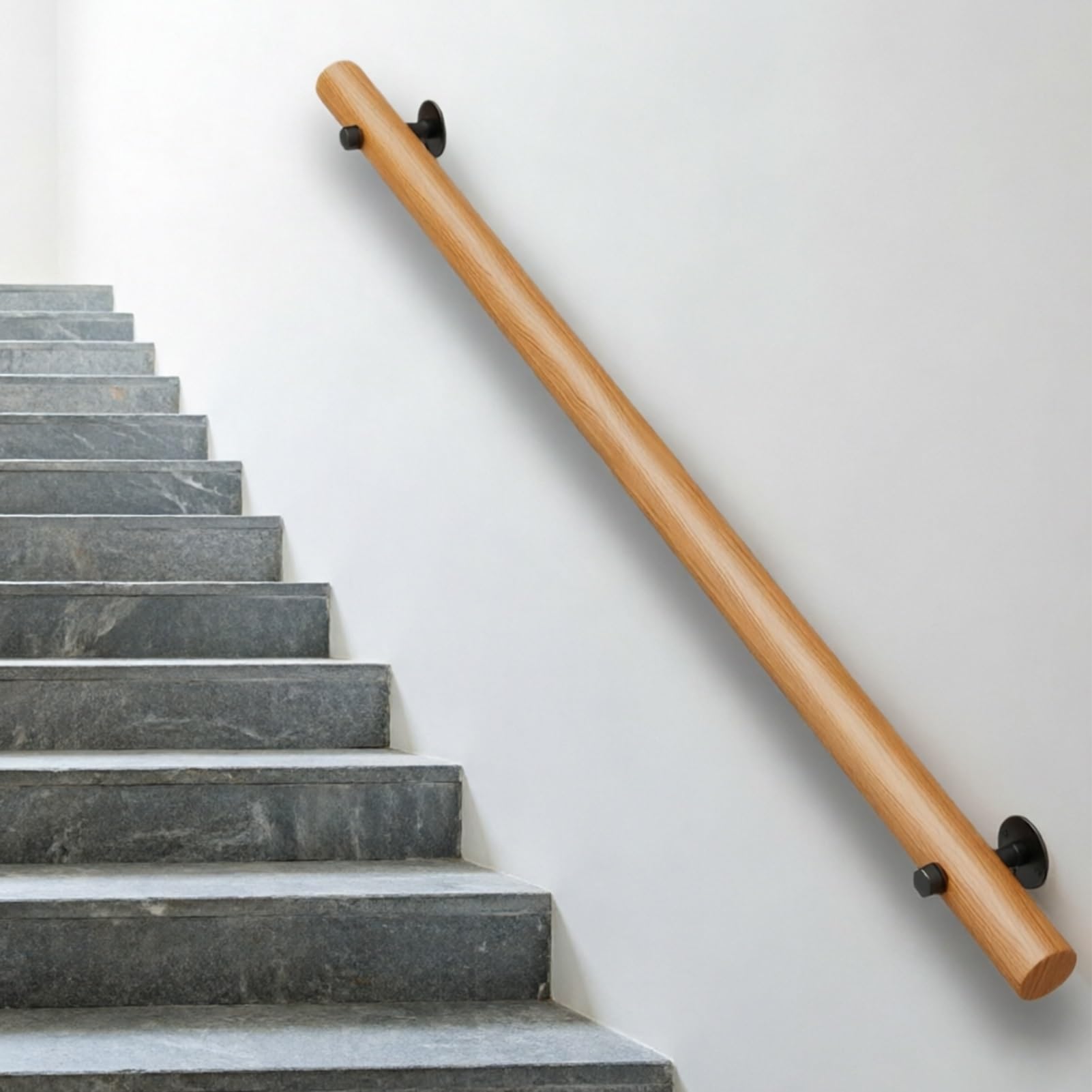 Hallways Stair Handrails 30cm/50cm/60cm/80cm/90cm Non-Slip Wall-Mounted Indoors Outdoor Wooden Railing(3.6ft/110cm)