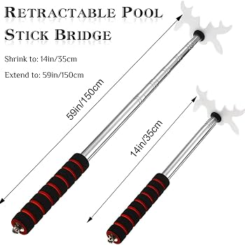 Povxlum Queue De Billard Rétractable Avec Tête De Chevalet - Support Pont Noir Pour Billard