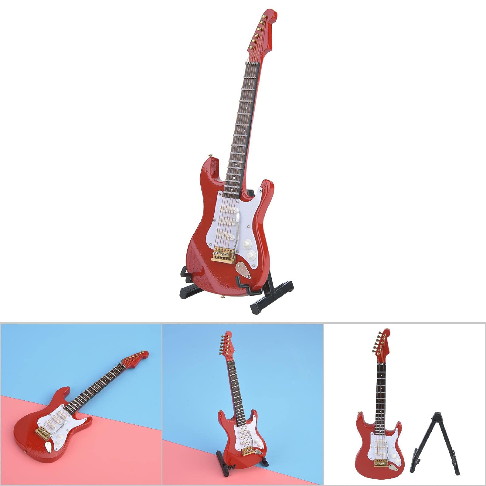 Mini Klassische Gitarre MusikInstrument Holz E-Gitarre Ornamente Lindenholz Handwerk Rot Schwarz Wei? Kaffee 18 cm (roter)