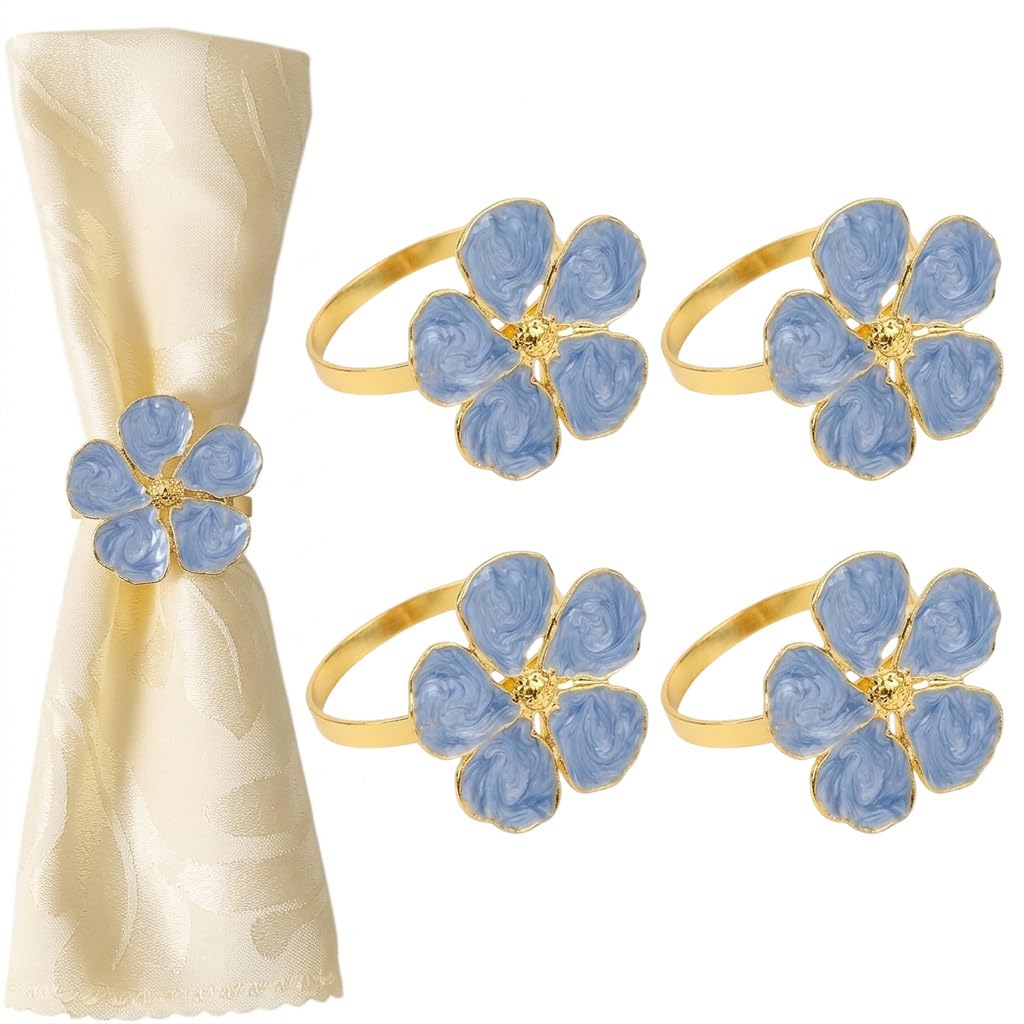 Gold Rose Napkin Rings - Elegant Dining Set -11