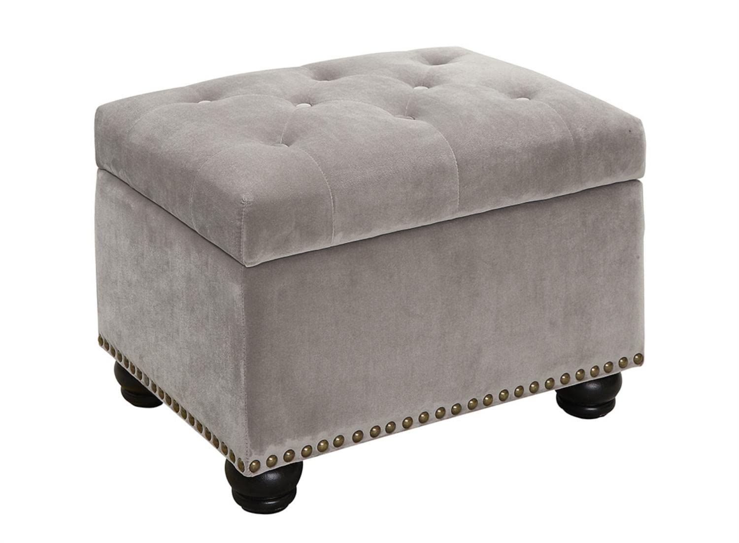 Convenience Concepts Designs4Comfort 5th Avenue Storage Ottoman 24" - Contemporary Foot Stool and Seat with Hinged Lid for Living Room, Dining Room, Office, Den, Light Taupe Velvet