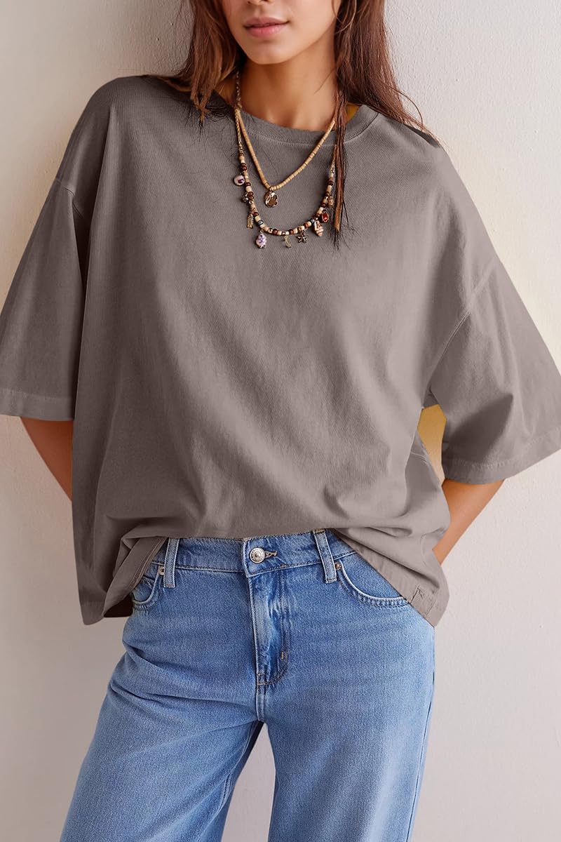 UNCLECAT Womens Oversized Half Sleeve T Shirts Summer Tops Trendy Crew Neck Loose Fit Workout Tee Clothes - Image 6