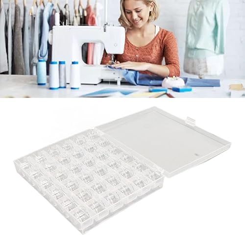 Miniatura 7 de 10 juegos de bobinas de coser transparentes de 36 compartimentos, bobinas de coser de plástico con caja de almacenamiento para coser manualidades,