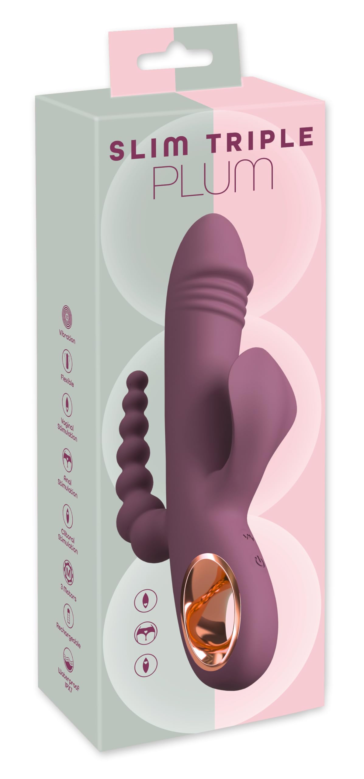 You2Toys Slim Triple Vibratore Viola 21,4 cm