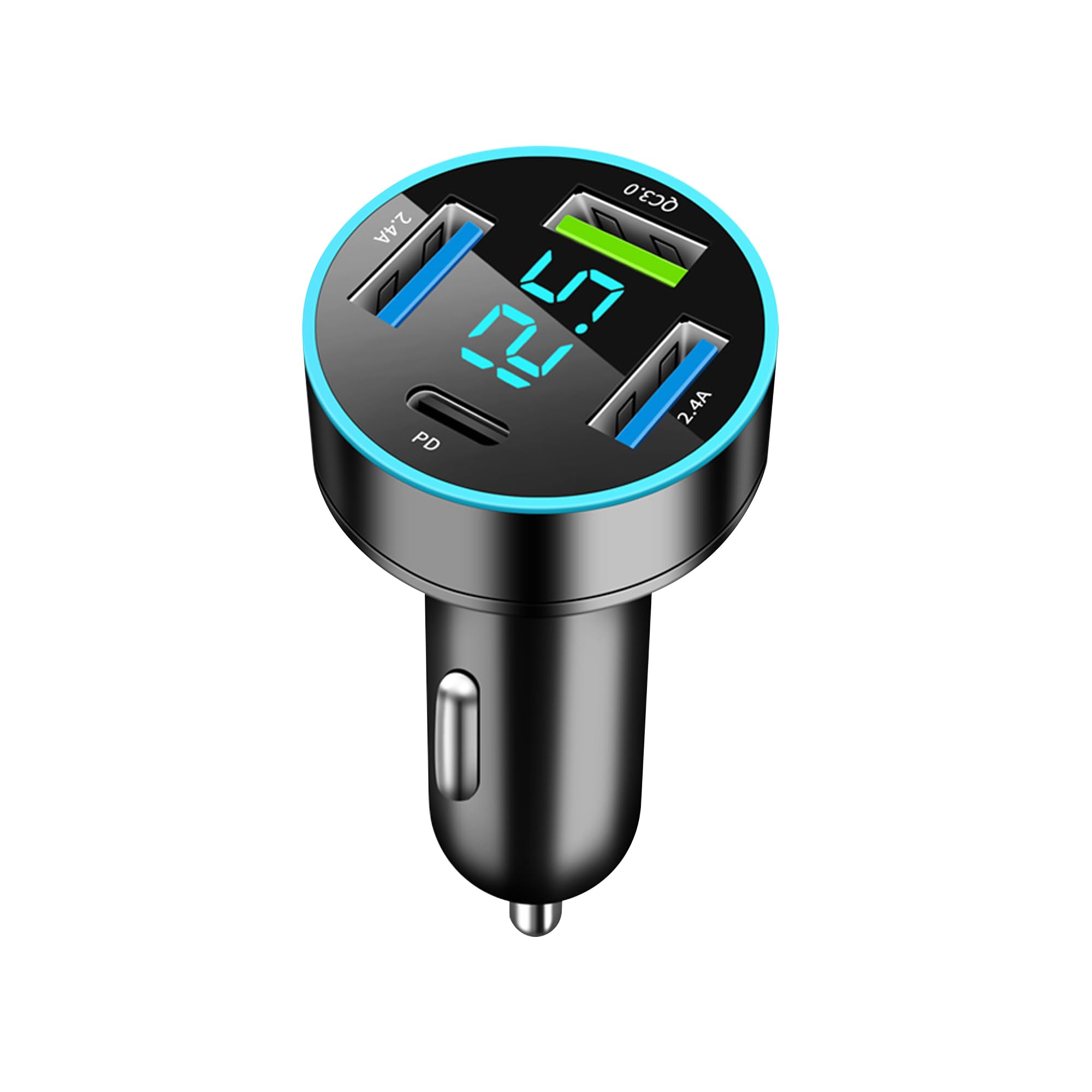 Car Charger Adapter - [Upgraded Version] Car Fast Charger with 4 Ports (PD+QC3.0+USB C) Atmosphere Light - 12-24V Car Truck SUV Universal USB Cigarette Lighter Adapter(QC3.0+PD+2.4A+2.4A)