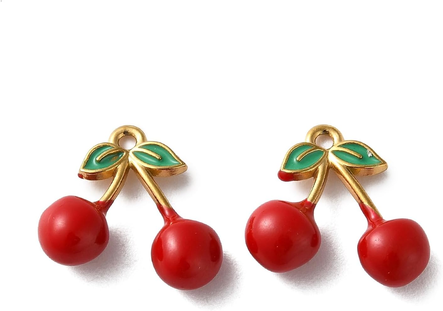 Elecrelive 1 Pc Square Enamel Cherry Charm Gold Plated Summer Fruit Charms image 5
