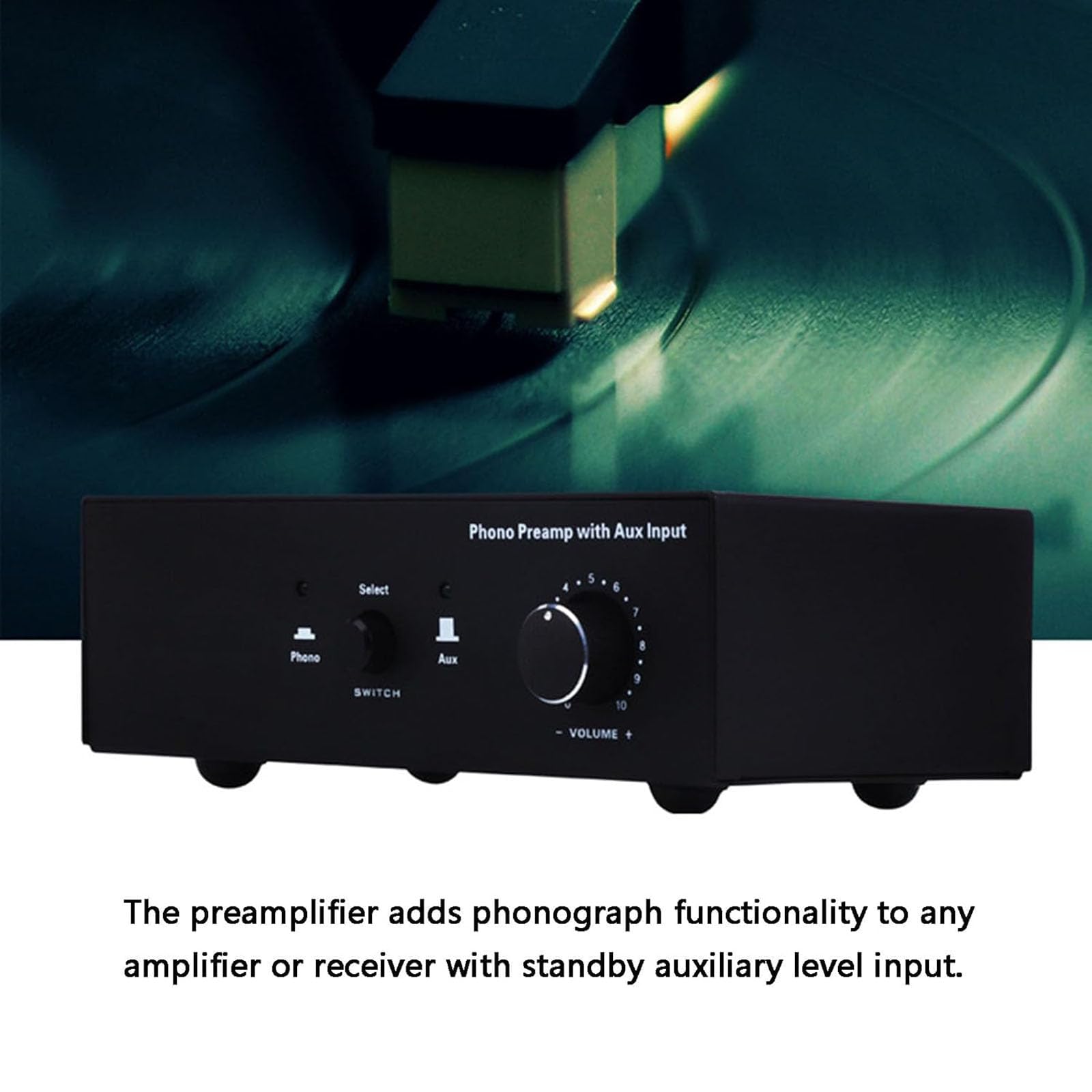 Preamplificador De Tocadiscos con Cápsula Mm, Preamplificadores De Audio para Reproductores De Vinilo, con Entrada/Salida RCA, Volumen Ajustable, Bajo Nivel De Ruido, para Tocadiscos, Audio