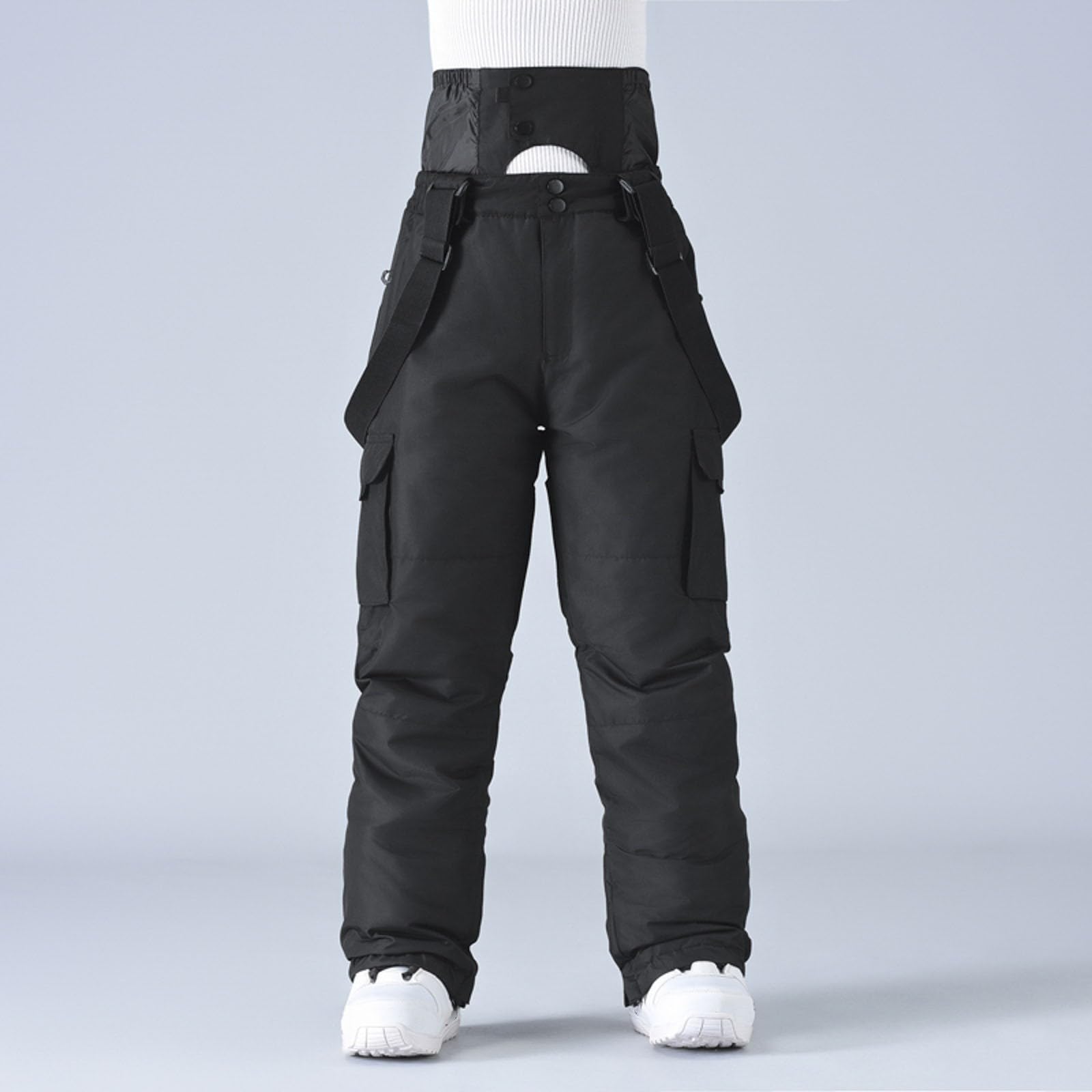 Pantalones de esquí de Color sólido para Hombre, Resistentes al Viento, cálidos, para Exteriores, con Doble Hombro, Deportivos y cómodos, con Bolsillos Laterales Dobles