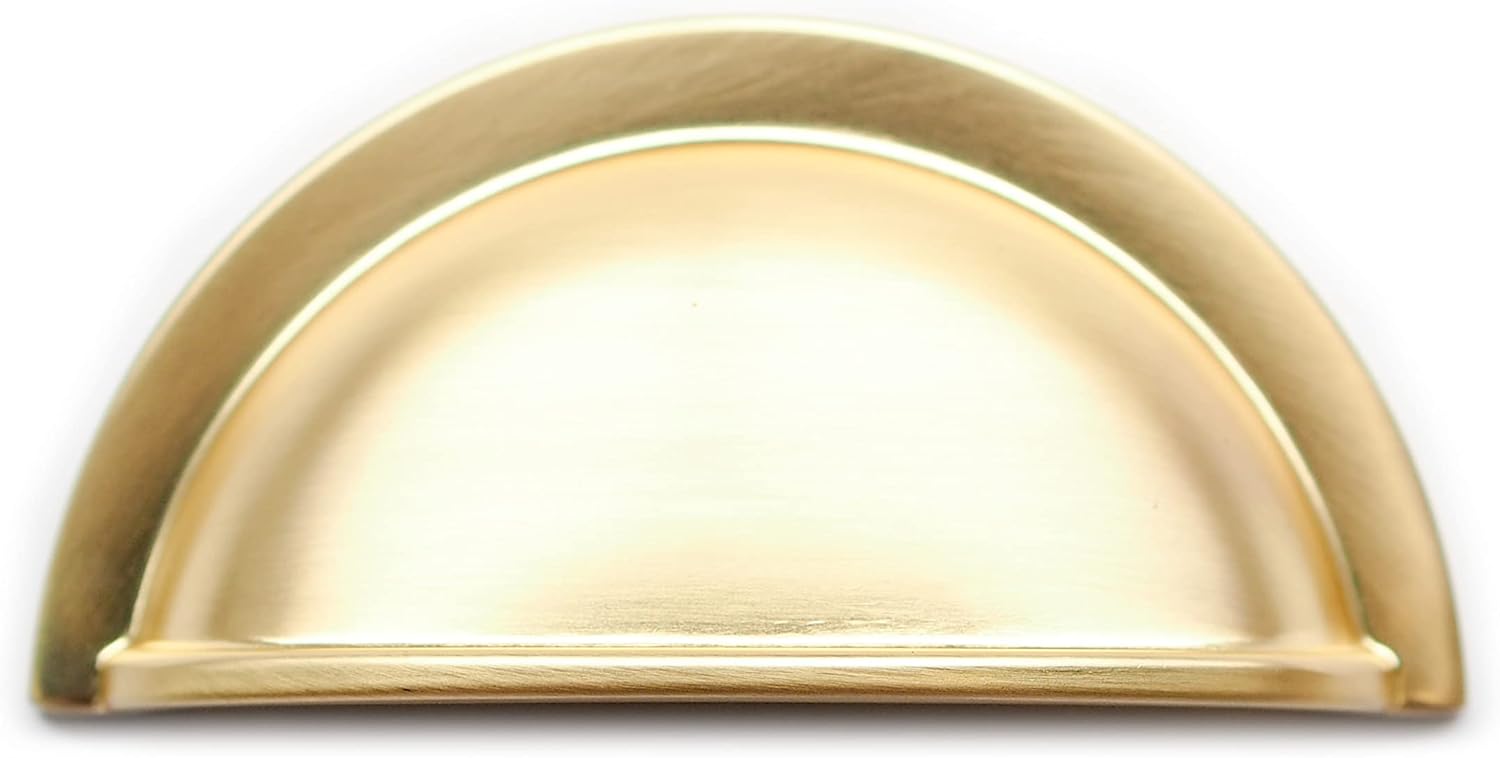 64mm Brushed Brass Cup Handle for Kitchen Bedroom Bathroom Furniture Cupboards