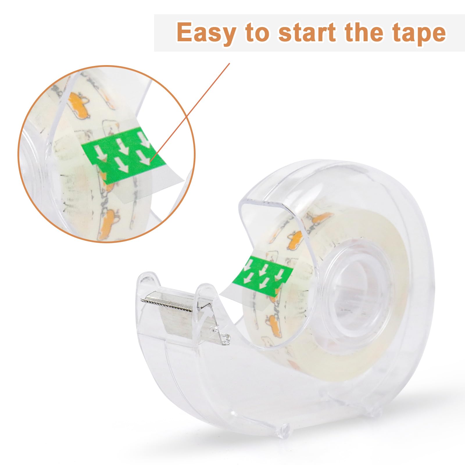 BOMEI PACK Lot de 24 rouleaux de ruban adhésif transparent avec distributeur en vrac pour bricolage, emballage cadeau, réparation, maison et école, 1,9 x 2,5 cm