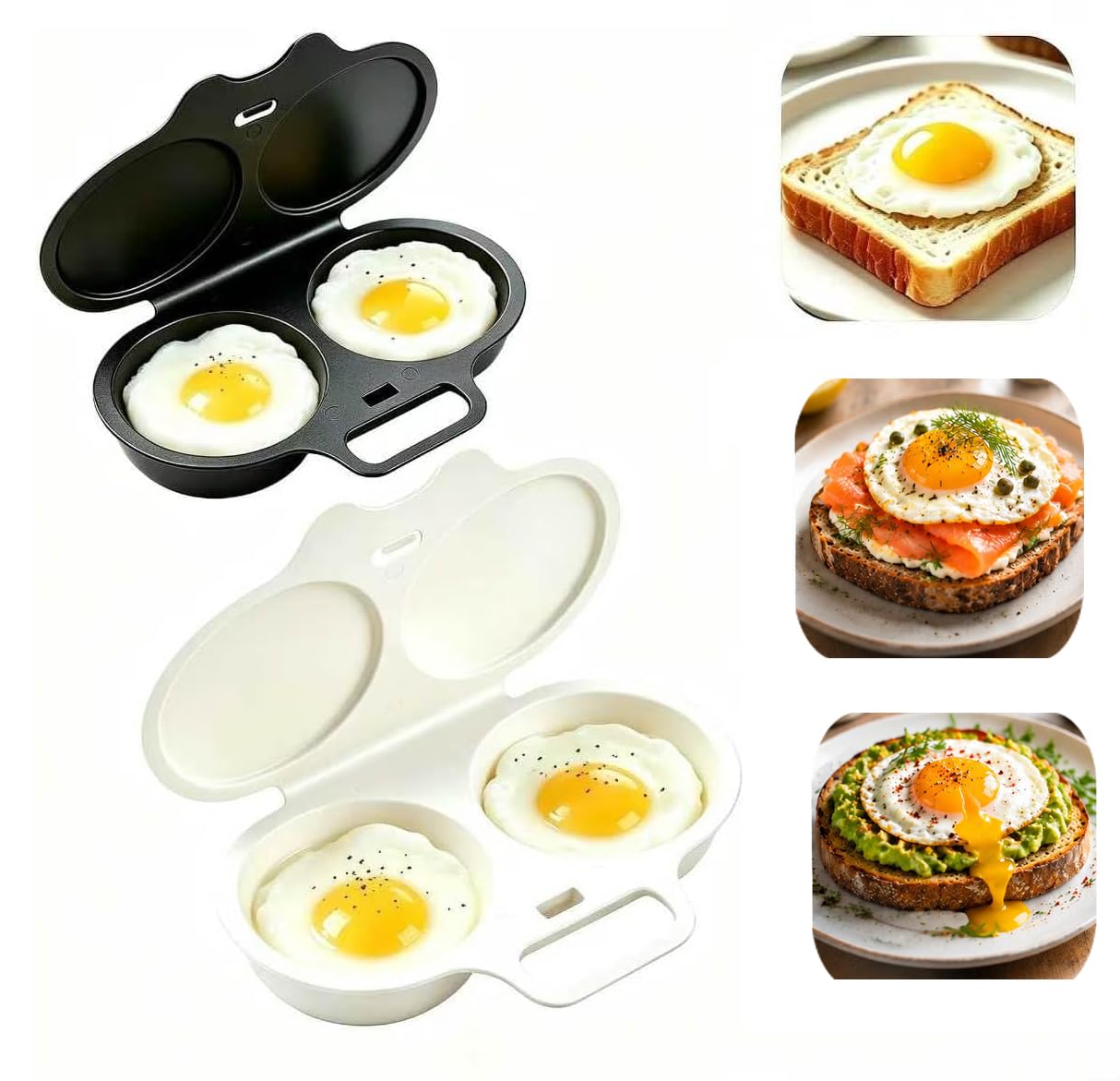 Microwave Egg Poacher With Lid & Handle,2PCS Dual Cavity Microwave Egg Poacher, Microwave Egg Boiler Poacher, Quick-Heat Poached Egg Maker Microwave For Kitchen Cooking Tool