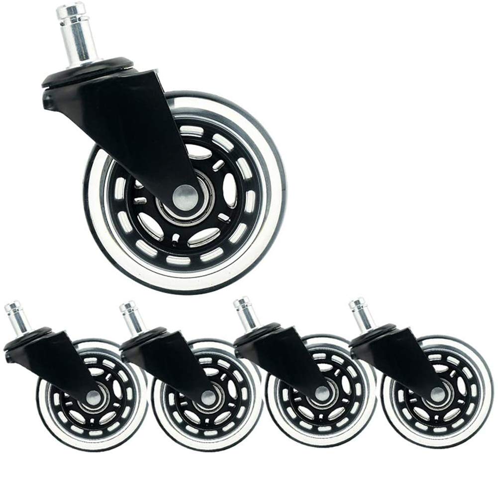Roulettes pivotantes de 75 mm pour chaises de bureau tige M11 silencieuses