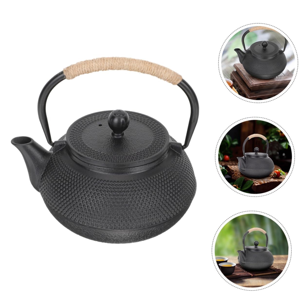 Cabilock Tetera Pequeña De Hierro Forjado Asa Antideslizante Tetera De Escritorio Resistente Al Calor Hogar Utensilio Para Servir Té