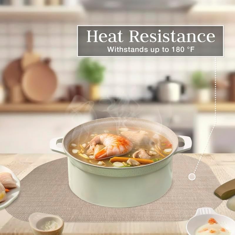 Miniatura 2 de Andie Home - Manteles individuales ovalados para mesa de cocina y comedor, juego de 6 piezas, resistentes al calor y lavables a la superficie, color