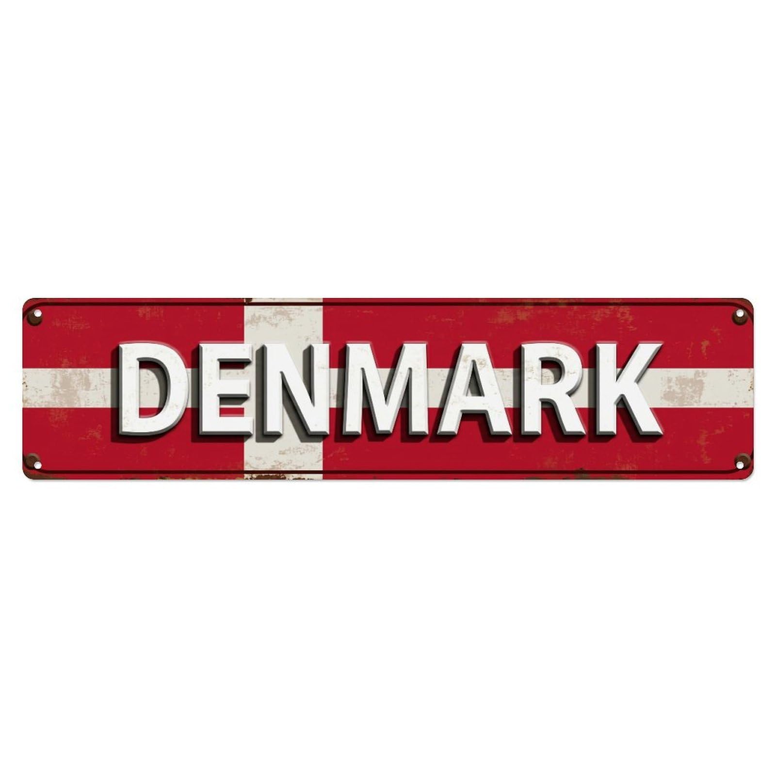 Metal Tin Sign Vintage Denmark Flag Pattern