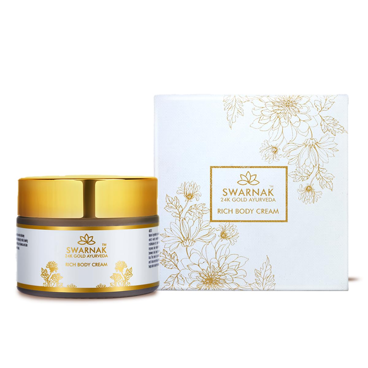 Swarnak Women's 24K Gold Ayurvedic Gentle Body Cream with Almond Oil & Shae Butter for Moisturizing, Improving Skin Texture - For All Skin Types - 50 gm
