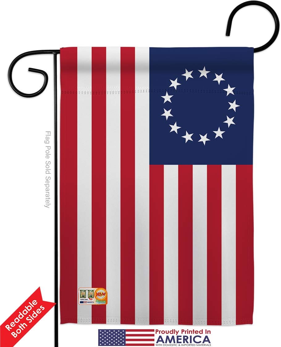 Historic Betsy Ross Garden House Flags Set Patriotic July Memorial Veteran Independence United State American Small Decorative Gift Yard Banner Double-Sided Made In USA 28 X 40