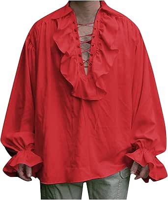 Women Men Pirate Shirt Victorian Top Medieval Renaissance Gothic Vampire Costume