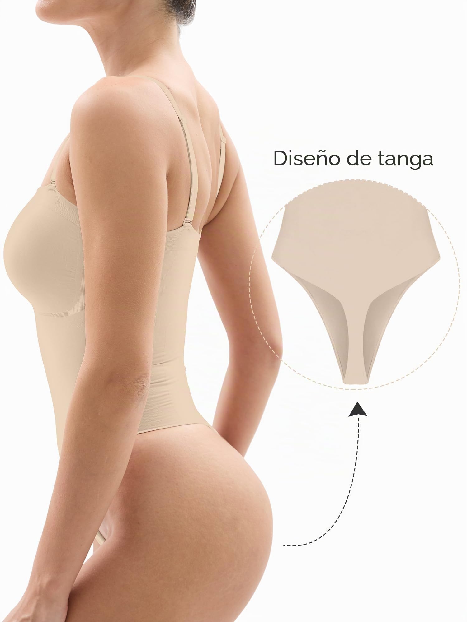 SHAPERX Body Reductor Mujer Sin Tirantes Bodies Moldeadores Adelgazante Shapewear Bodysuit Control de Abdomen Body Shaper Tanga Posparto, UK-SZ5216-Beige-2XL/3XL