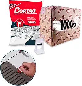 Espaçador Nivelador Slim C/1000 Peças Caixa Para Assentamento de Piso Azulejo Cerâmica Porcelanato Reutilizáveis Profissional - (1.0MM | 62416)