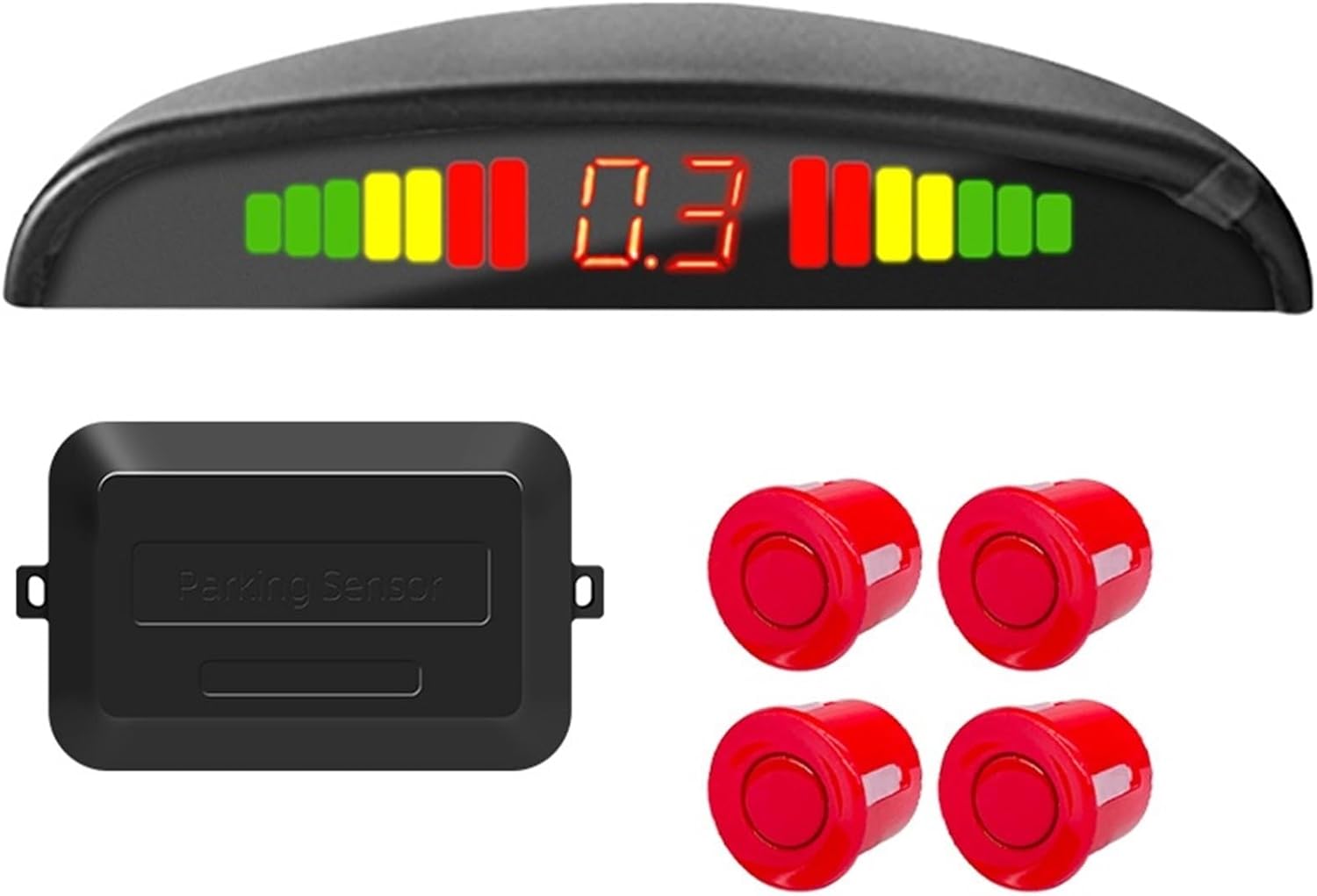 Parking Sensor Car Parking Kit LED Display 4 Sensors 22mm Backlight Reverse Backup Radar Monitor System 12V 8 Colors(Red)