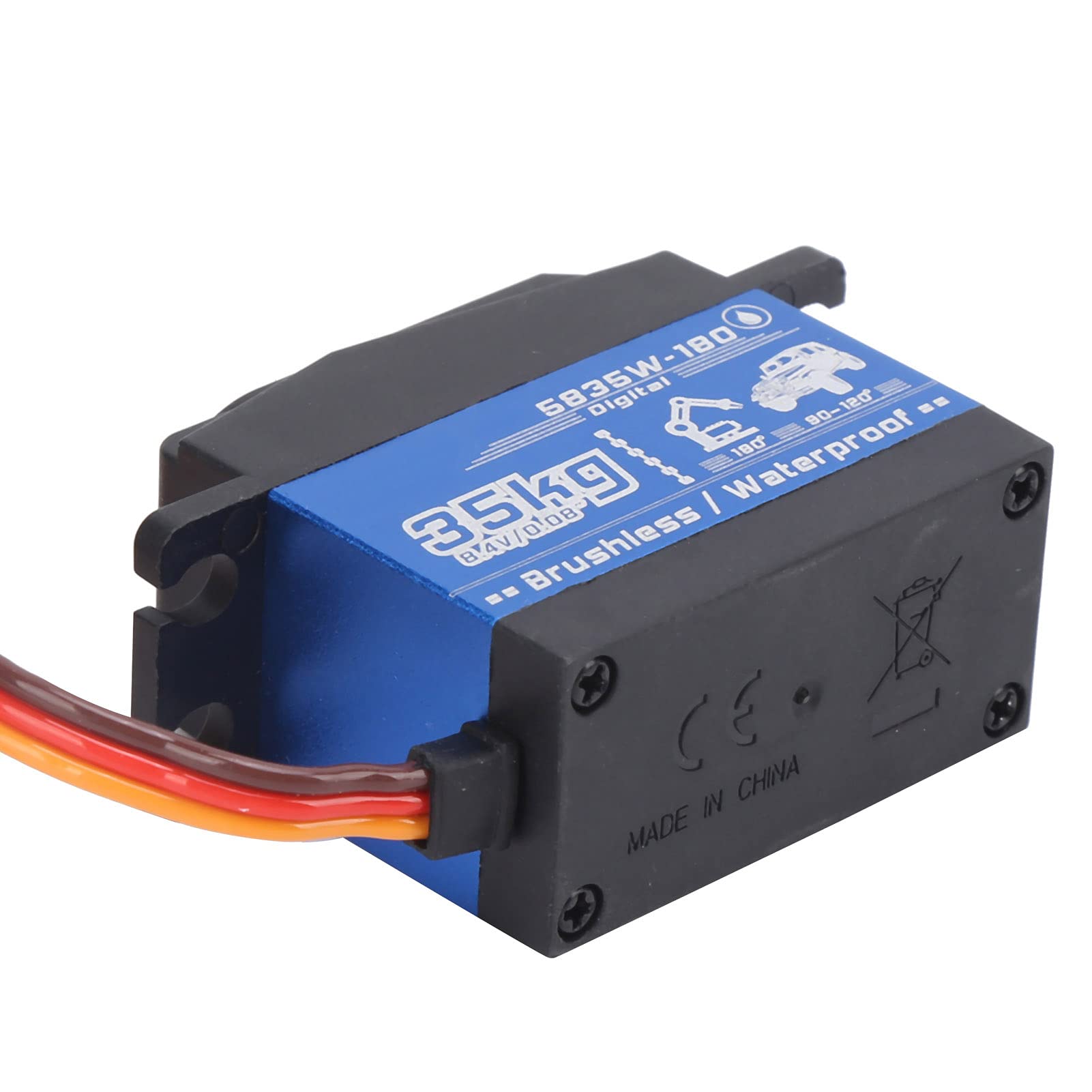 Servo de engranaje de motor sin escobillas a prueba de agua RC de 35 kg, servo de alto par para robot de coche RC 1/8 1/10, engranajes de acero inoxidable con protección de