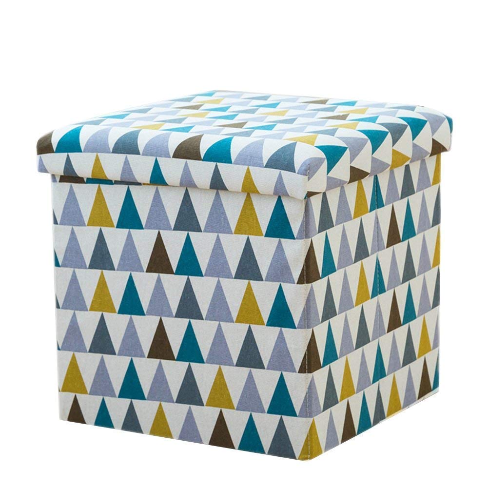 Pouf de rangement pliable cube pour salon chaleureux | Tabouret en lin