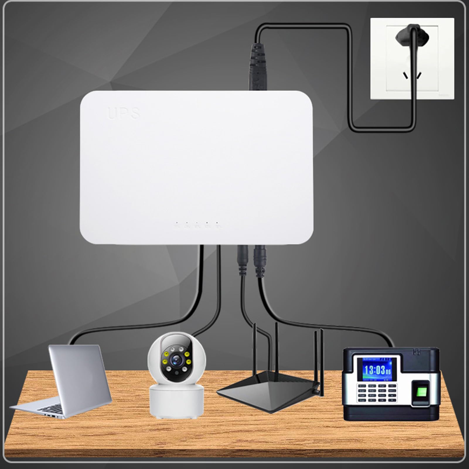 Luocute Mini UPS, Zasilanie Zapasowe 8000 MAh z Angielskim Wierszem Głosowym dla Modemu Routera, Kopia Zapasowa do 5 Godzin z DC 5V 9V 12V Poe 15V 24V USB 5V 2A (wtyczka UE)