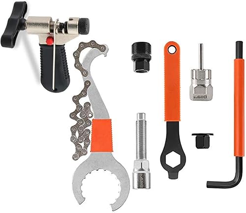 ATGRS - Juego de 8 herramientas para bicicleta, herramienta de extracción de casete de bicicleta múltiple 3 en 1 con látigo de cadena y llave