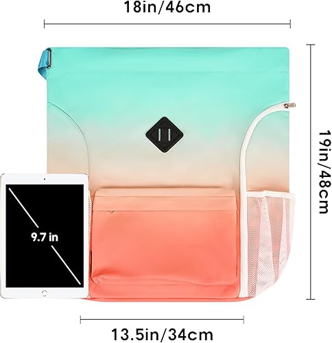 Miniatura 7 de WANDF Mochila deportiva con cordón y compartimento para zapatos, resistente al agua, para mujeres y hombres, Gradiente grande rojo-verde, Mochilas