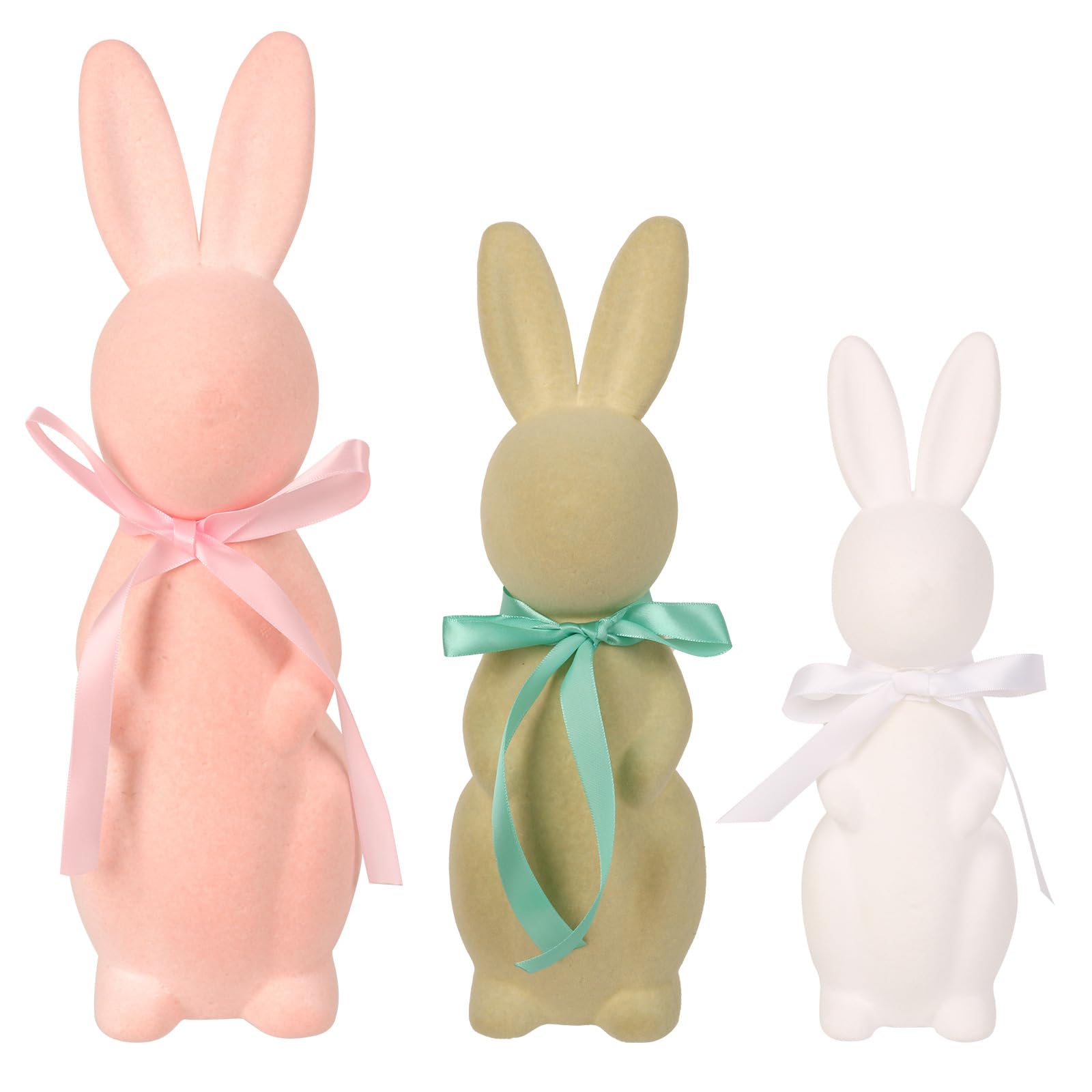Statuetta pasquale floccata, decorazione da tavolo, regalo di Pasqua, statua di coniglio in schiuma per mensola, soggiorno, scrivania, camera da letto, libreria Roba per La Scuola (C, One Size)