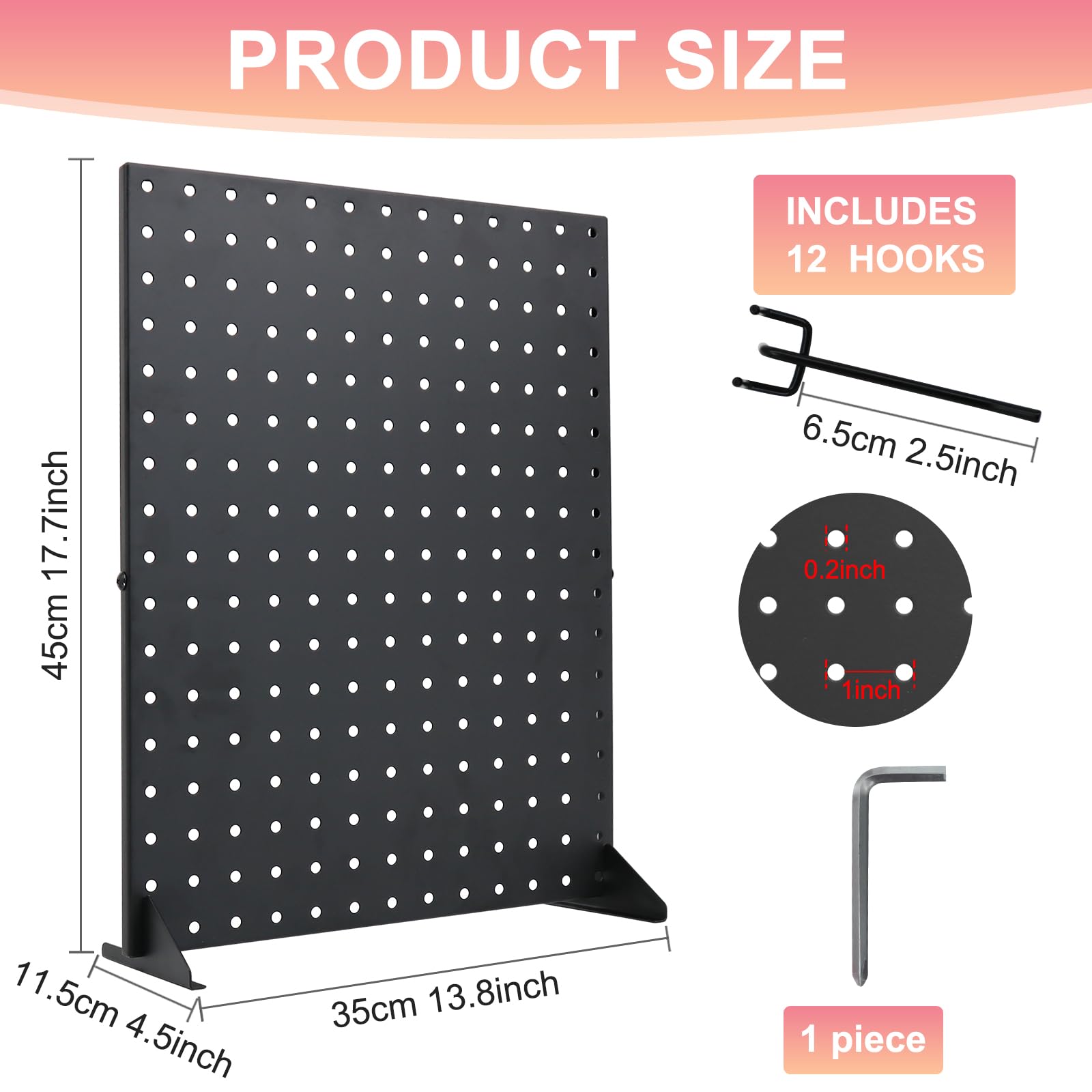 yssgtt Peg Board Display Stand, 17x13 Metal Standing Pegboard Display