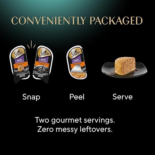 Vista 38 de SHEBA - Paquete variado de paté húmedo para gatos, mariscos exclusivos, salmón delicado y pescado blanco y atún tiernos, Perfect Portions, bandejas