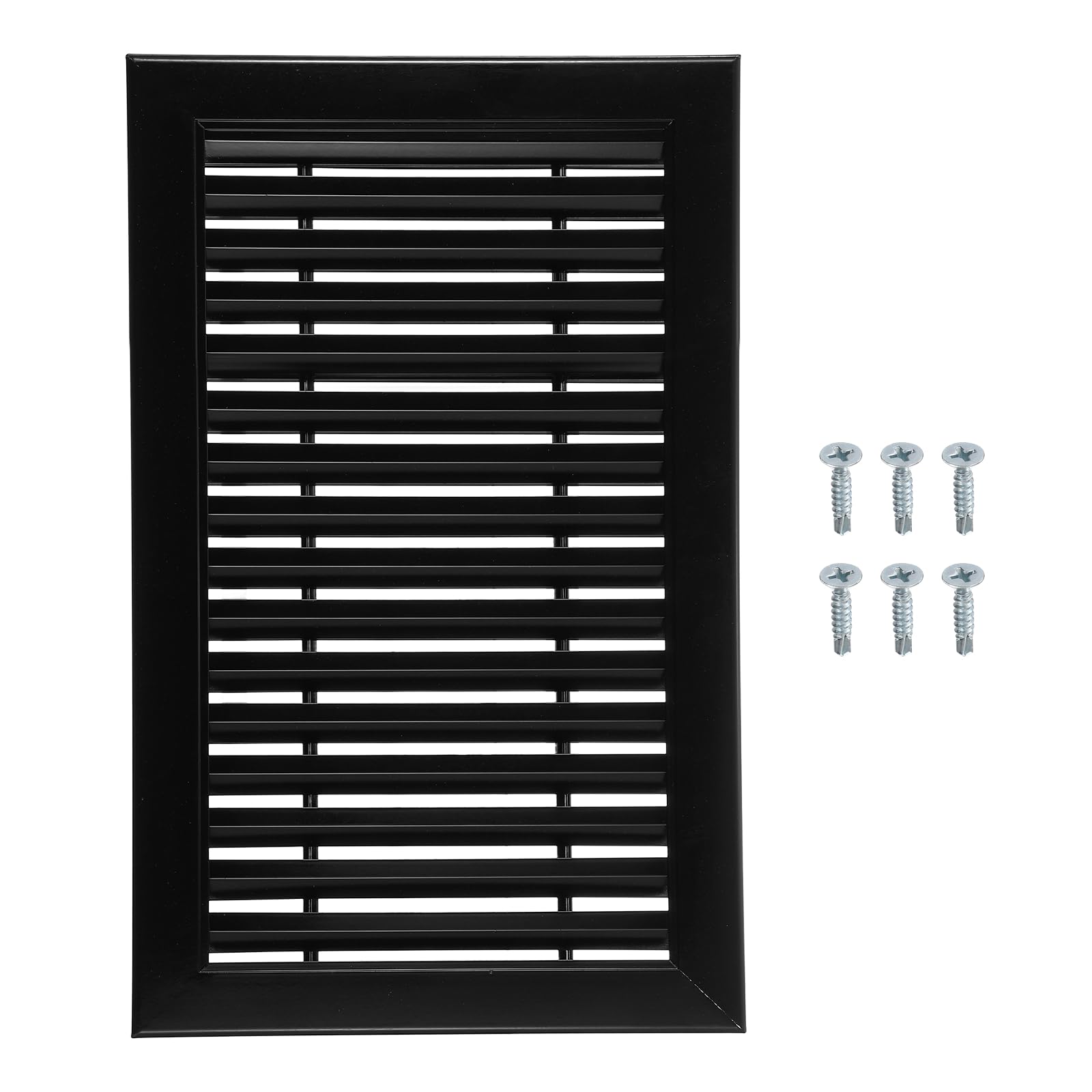 Aluminum Air Vent Cover (16" x 10") - Rectangle Ventilation Grille Louvered Ventilation Cover for Cabinet Closet Door Wardrobe HVAC Vent (Ducting Openings: 13.6" x 7.7"),Black