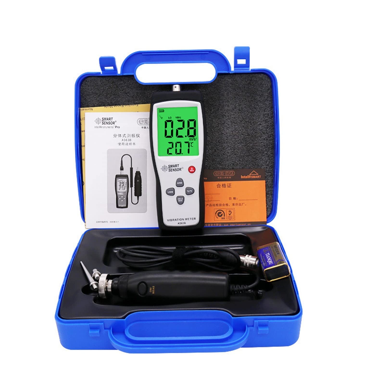 Medidor de Vibraciones, As63b Medidor de vibración dividido Acelerómetro alta precisión digital Tester