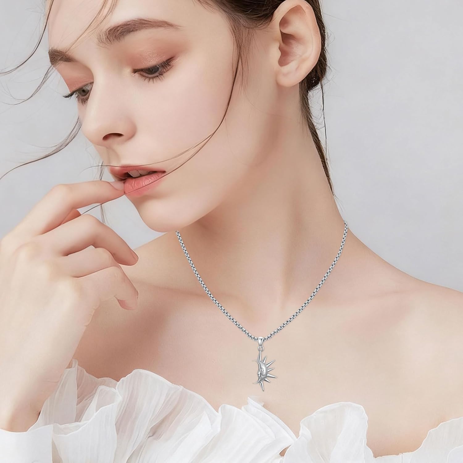 LONAGO Couple Sun and Moon Necklace 925 Sterling Silver Matching Pendant for Him and Her, Romantic Anniversary Valentine's Jewelry Gift for Men and Women - Image 4