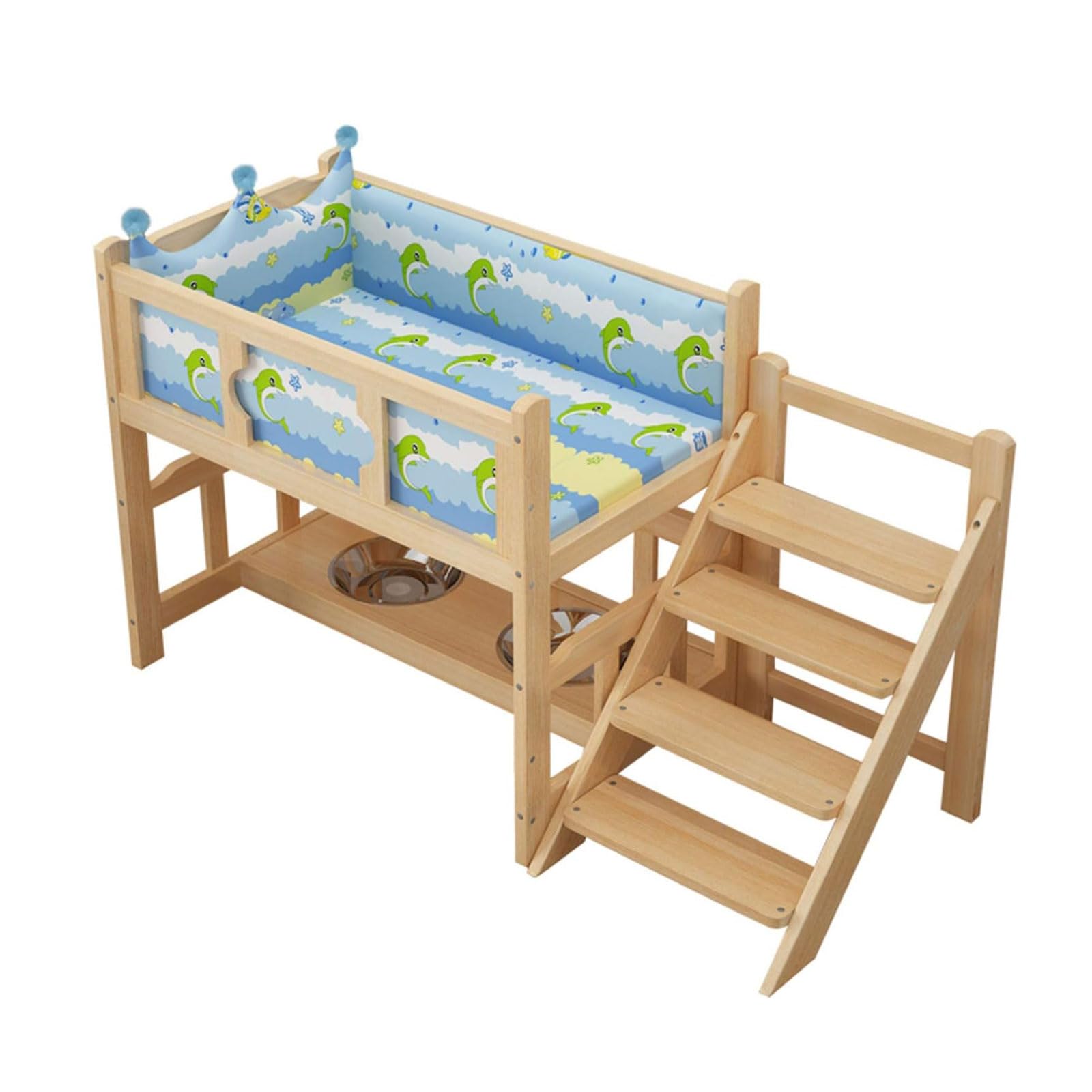 XLJLKJDS Cama de Perro Cama elevada de Madera para Perros, Cama ortopédica para Mascotas con cojín/Cerca extraíble, fácil de Montar para Mascotas pequeñas y Medianas Perrera