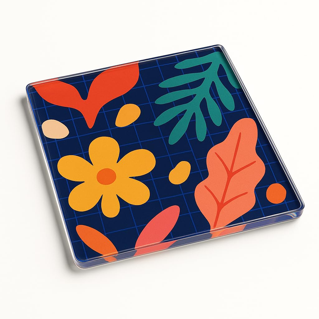The Plum Penguin Garden Mosaic Unique Acrylic Coaster Gift - Modern Rich Pattern For Summer Party Decor