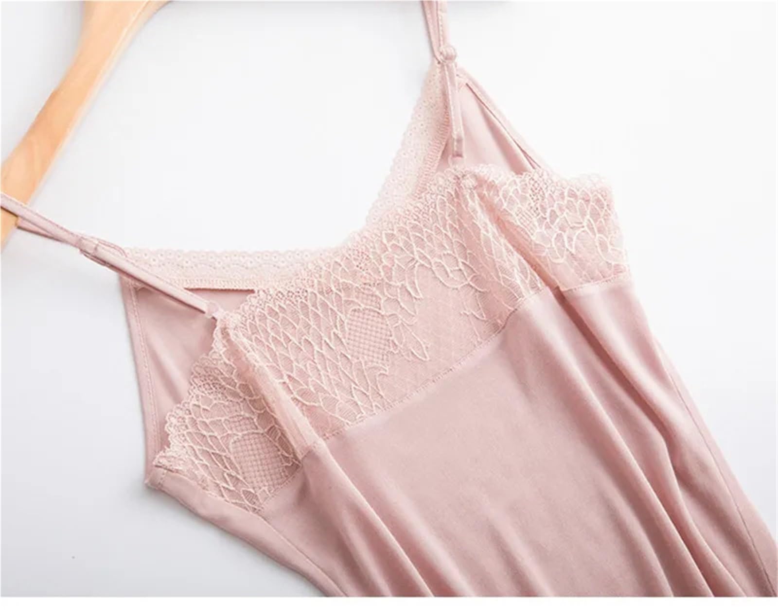 Camisola de Verano Seda Morera Natural Fresca for Mujer, Cuello en V, Sexy y cómoda, sin Mangas, con Encaje