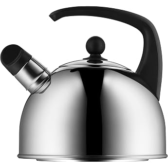 WMF Whistling Kettle 2.0 Litre with Whistle, Tea Kettle, Cromargan Stainless Steel, Suitable for Induction Cookers