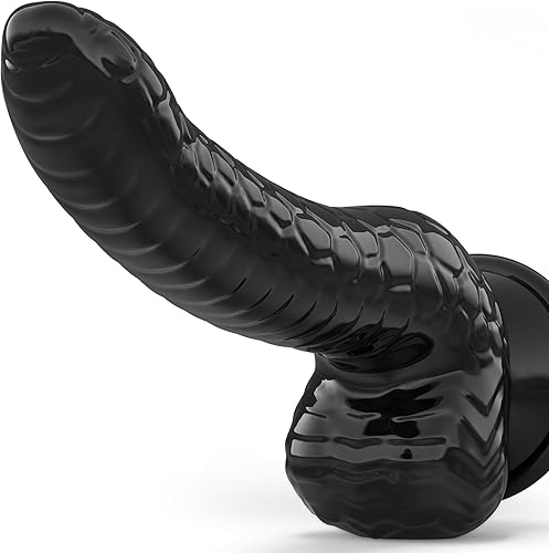 Consolador negro de 7.67 pulgadas con diseño de serpiente, consolador realista para estimulación del punto G, consolador de material seguro para el