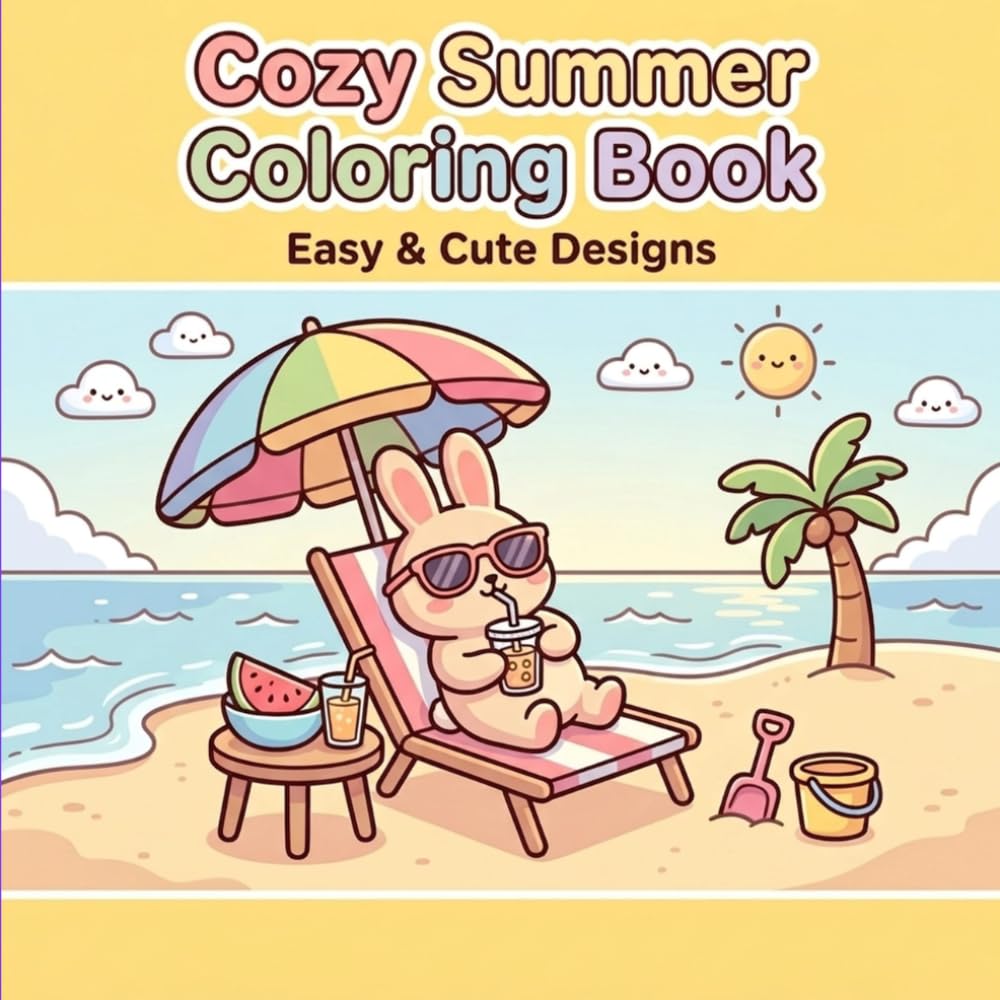 Cozy Summer Coloring Book: Easy & Cute Designs (Cozy Coloring Book)
