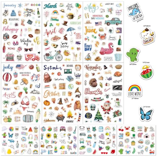 Qaestuan 10 Pièces Gommettes, Autocollants Automne avec 314 Modèle, Autocollant Scrapbooking, Gommettes Enfant, Autocollants Stickers Journal, pour Artisanat...