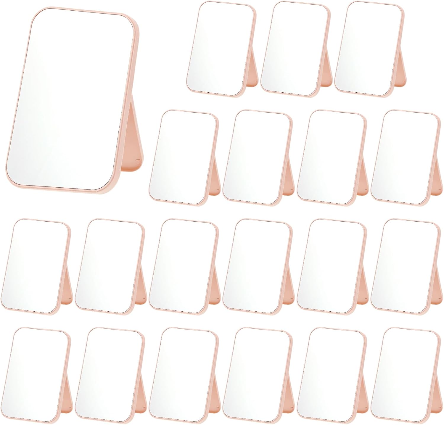20 Pcs Spa Party Mirrors for Women, Pink Makeup Mirrors with Foldable Stand, Tabletop Vanity Mirrors Bulk, Slumber Birthday Party Favors, Sleepover Accessories, Spa Day Supplies and Gifts
