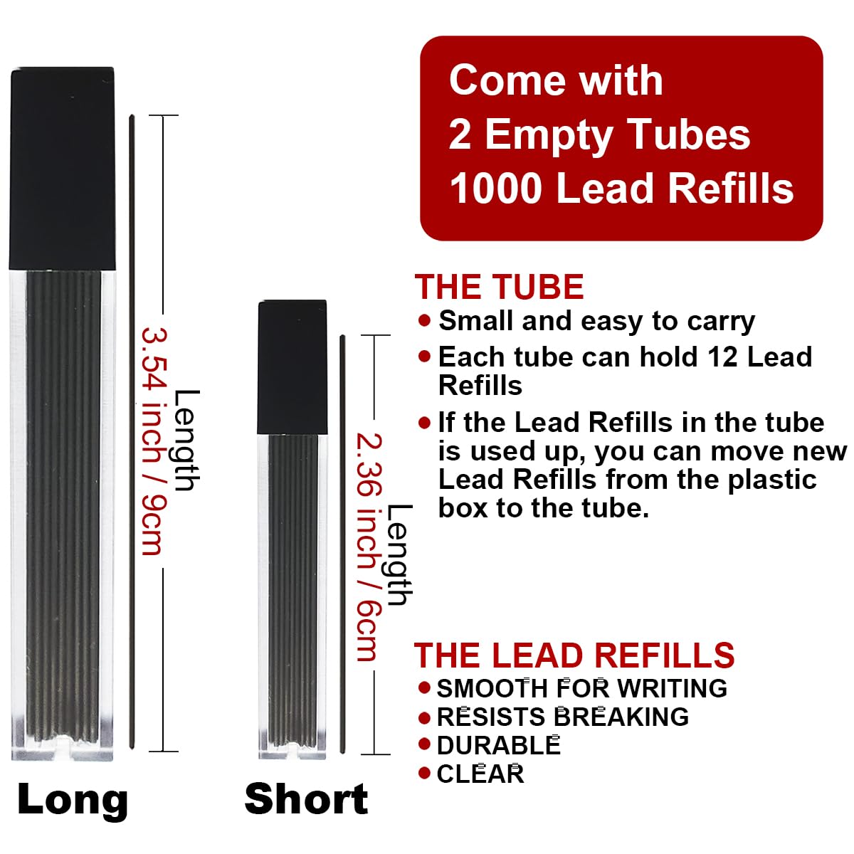 mivont 1000 PCS 0.5 mm 2B Lead Refills Medium Thickness Break Resistant Lead Graphite (0.5mm Short 6cm) - Image 3
