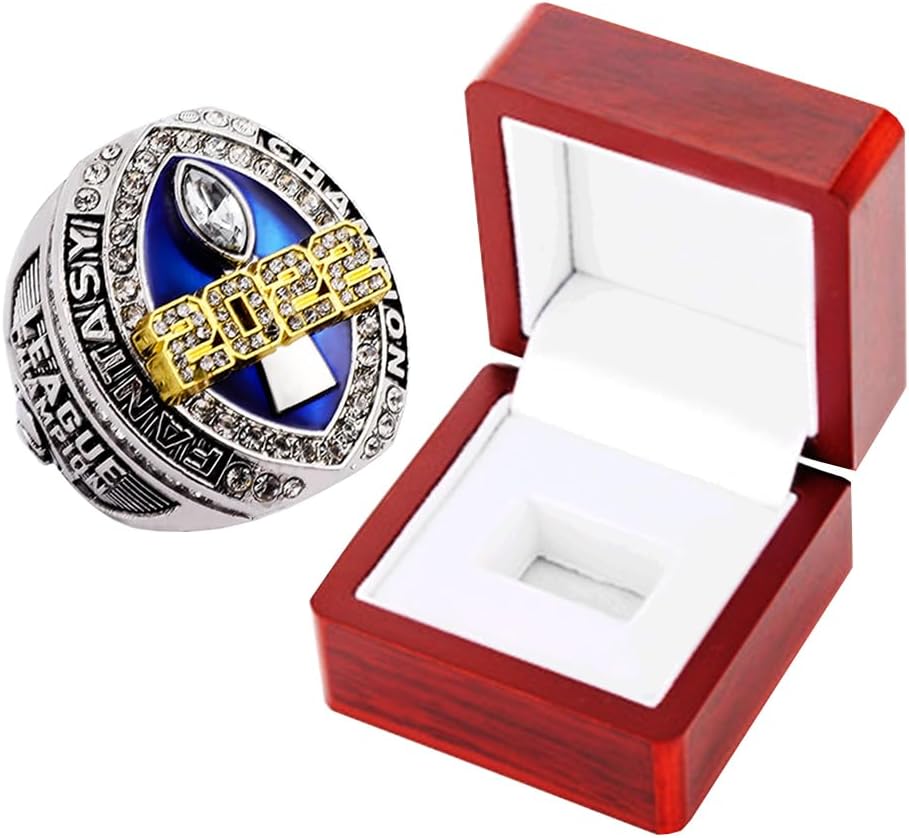 2022 Fantasy Football Championship Ring | Heavy FFL Champion Ring | Gold Silver Tone Plated Award Trophy for Fantasy Football League Winner