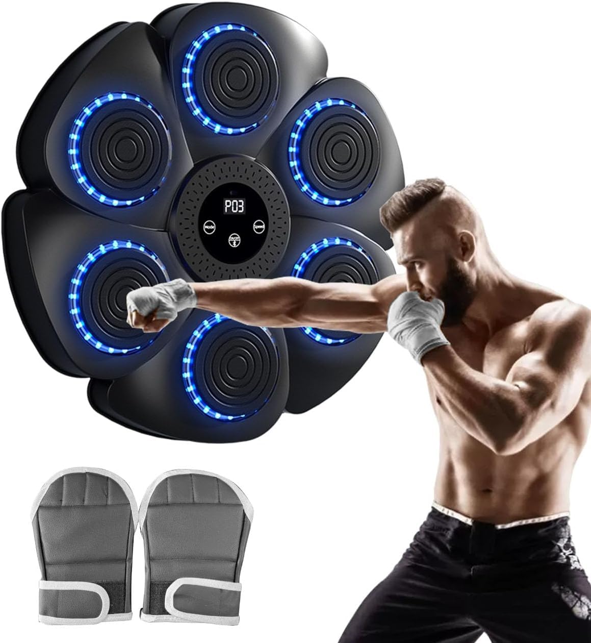 Scizor Music Boxing Machine for Adults Kids,Smart Bluetooth Boxing Machine Wall Mounted Music with Gloves,Punching for HomeWorkout,Indoor and Gym (BLACK-01)-image-0