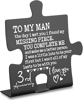 3 Year Anniversary Plaques Gifts for Men Husband from Wife, Happy 3rd Anniversary Marriage Gifts for Husband Men Desk Decor Sign YP215
